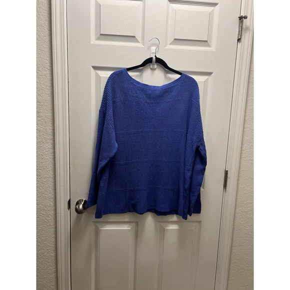 Talbots Blue Cotton Pullover Sweater | Size 2X | Minimalist Long Sleeve Knit - Picture 2 of 7